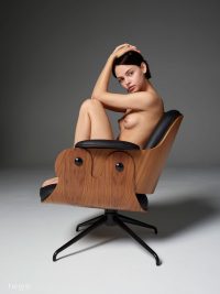 Ariel Perky Naked Brunette in a Chair