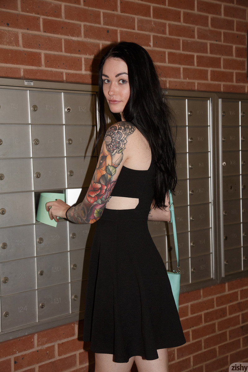 Kelly Lamprin in a Black Dress