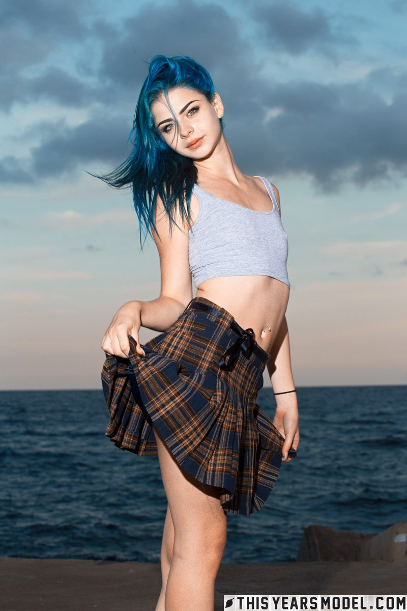Ivy Blue in a Plaid Skirt