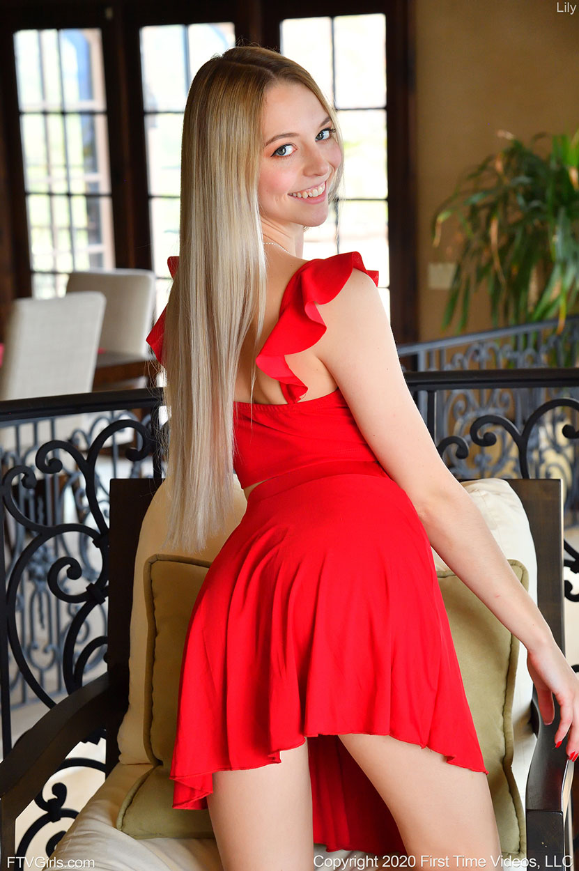 Lily Larimar in a Red Dress