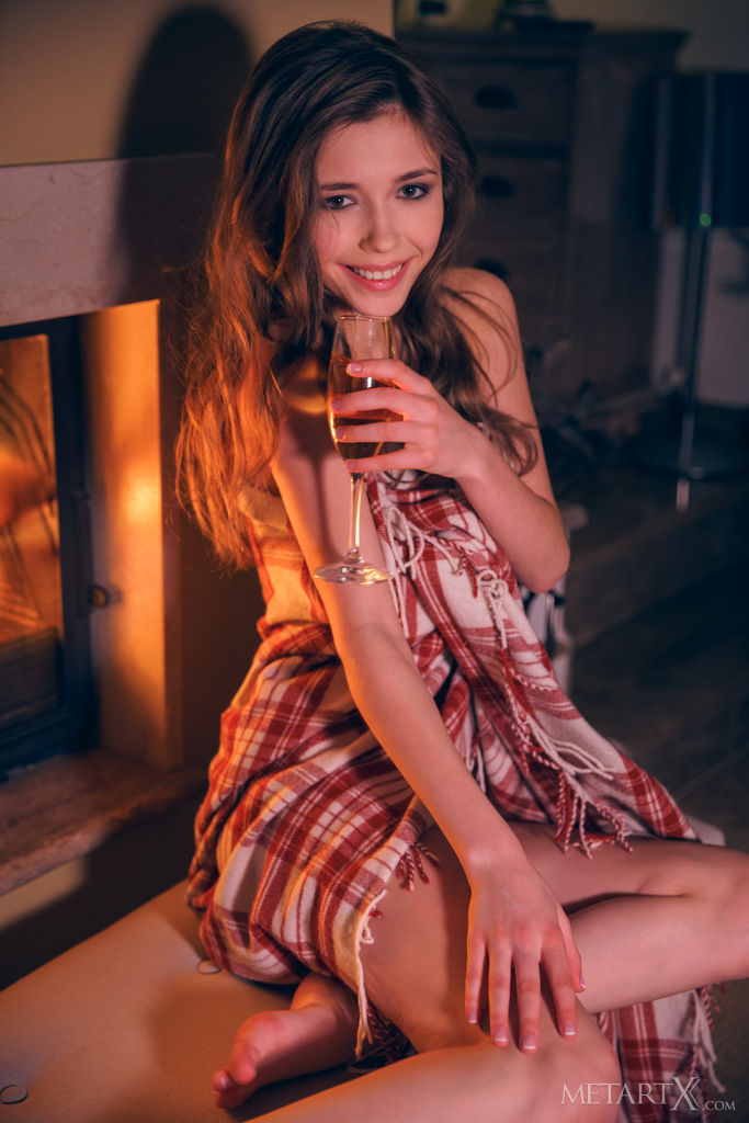Mila Azul Relaxing by the Fireplace
