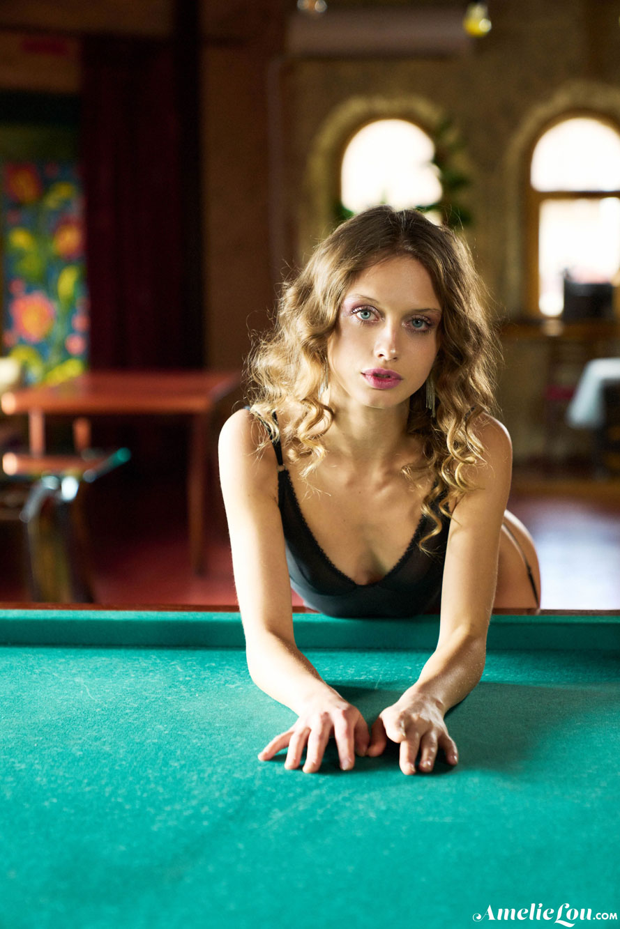 Amelie Lou Sexy Babe on a Pool Table