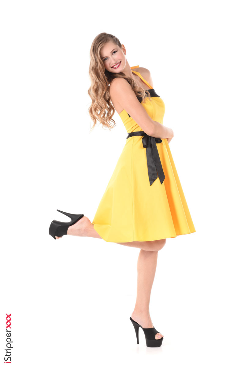 Stella Cardo in a Yellow Dress