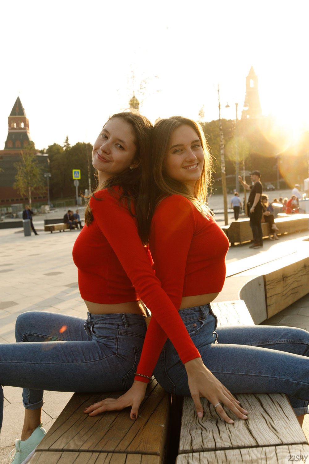 Disha Yutina &amp; Alevtina in Red Sweaters