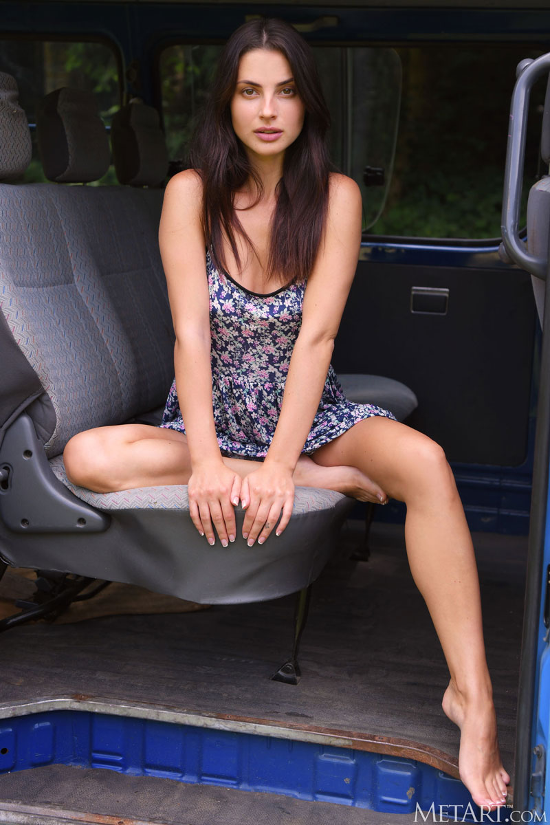 Jasmine Jazz Posing in a Van