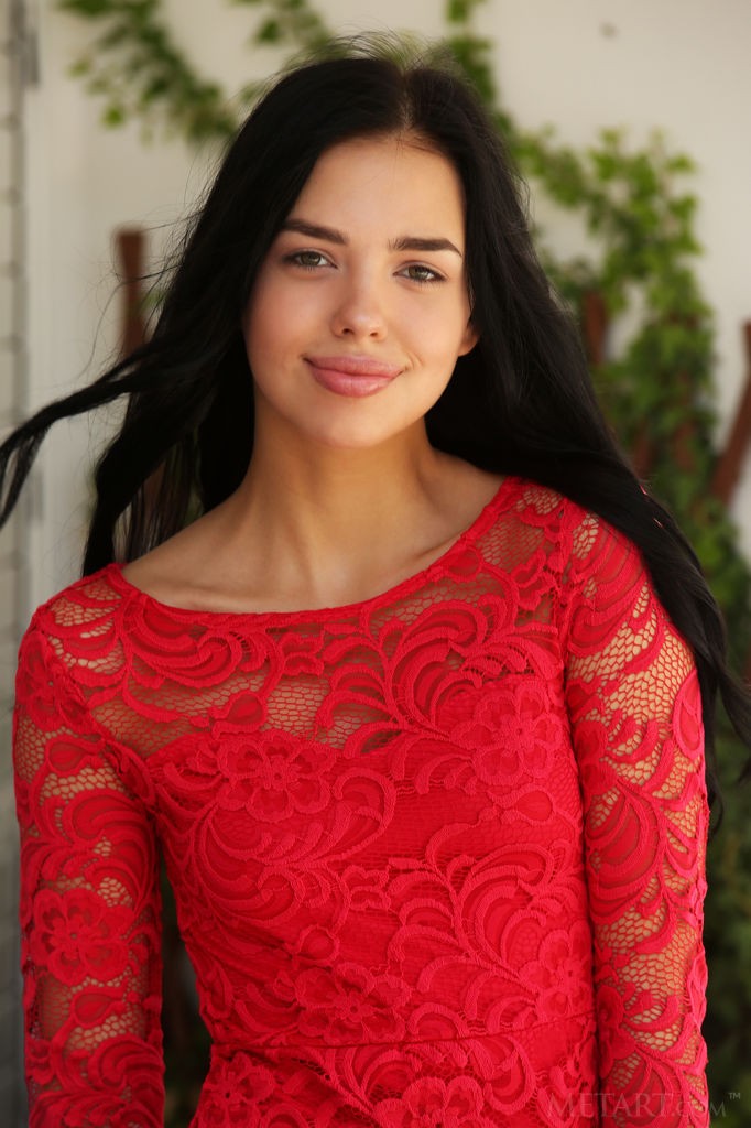 Venice Lei in a Red Dress
